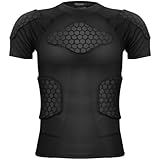 Zicac Sports Compression Shirt, Atmungsaktiv Stoßschutz Sport Tshirts Herren, Rundumschutz Kompressionsshirt Herren für Fußball Basketball Paintball Rugby Radfahren Curling Baseball