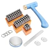 MINENICE Schlagzahlen und Schlagbuchstaben Set, Stamping Hammer mit 63PCS 3mm Kohlenstoffstahl Alphabet A-Z & a-z, Zahlen 0-9, 2 Symbolen, Metall, Schlagstempel für Metall Kunststoff Leder