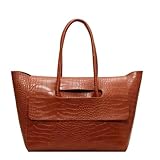 Feitoy Luxuriöse Handtasche mit Krokodilmuster, Damen-Handtasche mit kurzem Griff, Umhängetasche, Designer-Tasche, großes Fassungsvermögen, Reisetasche, Trend-Tragetasche, 40 x 10 x 26 cm, Braun,