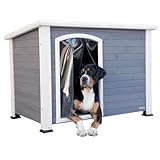 Kerbl Pet Hundehütte Kenny, weiß/grau, 113x77x81 cm, Hundehöhle, Holz, Hunde
