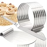 Smart Planet Tortenring Set Edelstahl 3 Teile Backrahmen verstellbar - 23-30cm - Kuchenform Torten Schneidehilfe Heber, Konditormesser, Backring Hoch