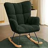 Hawthyhome Schaukelstuhl Relaxstuhl Sessel Stuhl Wohnzimmersessel, Schaukelsessel Gepolsterter Schwingsessel bis 136 kg belastbar Grün Lounge Chair fürs Wohnzimmer Schlafzimmer Balkon