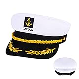 YOUDALIS Kapitänsmütze,Verstellbare Yacht Schiff Boot Marine Mütze,Damen Männer Erwachsene Matrosenmütze Seemann Hut für Karneval Mottoparty Partys Cosplay,Weiß