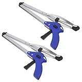 HOUDERCO 2Stücke Faltbarer Müllsammler Aluminium Greifzange Ergonomisches Wurfaufnahmewerkzeug für Garten Aufnehmen von Müll Flaschen und Abfällen Langlebig