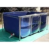 Großer Koiteich aus PVC mit Sichtfenster – Stahlrahmen, Wassertank für Garten, Haustier, Notfall, Blau, 140 x 70 x 61 cm