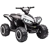 HOMCOM Elektro-Quad 12V Kinderquad mit USB-Anschluss, Kindermotorrad mit MP3-Musikplayer, Scheinwerfer, Kinderfahrzeug für Kinder 3-5 Jahre, 3-6 km/h, Metall, 83 x 53 x 55,5 cm