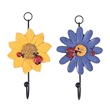 BESPORTBLE 2 Stück Wandhaken aus Eisen und Harz Sonnenblumen Huthaken mit Hoher Tragfähigkeit für Küche Bad Schlafzimmer Dekorative Schlüssel und Taschenhaken