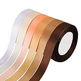 Opopark 6 Rollen Satinbands, 132 Meters Geschenkband, DIY Handwerk, Blumensträuße, Geburtstags Hochzeitsdekorationen, Haarschleifen Baby Shower