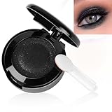 LOPHE Lidschatten, Eyeshadow Highlighter, Glitzer Eye Shadow Schimmernder Lidschatten Wasserfest, Langlebig, Hochpigmentiert, Feine Textur, Schwarz, #2