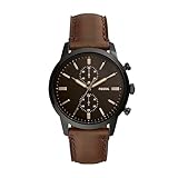 Fossil Townsman uhr für Herren, Chronographenwerk mit Edelstahl- oder Lederarmband, Hellbraun, 44MM