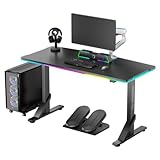 ULTRADESK - Iron - Computertisch, Schreibtisch für Gaming Monitor, Gaming Tisch, Elektrisch höhenverstellbar Schreibtisch mit RGB LED Hintergrundbeleuchtung - für 2 Monitore - Schwarz