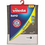 Vileda Express Rapid Bügelbrettbezug für Dampfbügelstation, metallisierte und wärmereflektierende Oberfläche für schnelleres Bügeln, Bügelbretter von 30-45cm x 110-130cm, Farbe Silber-Grau Metallic