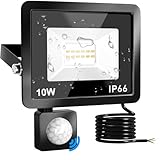 Phlbao LED Strahler mit Bewegungsmelder, 10W 1000LM, IP65 Wasserdicht, 6500K Kaltweiß, Außenleuchte für Garten, Innenhöfe, Garage
