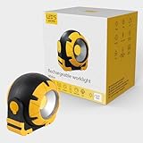 LED’s work LED Akku Arbeitsleuchte 10W 800 Lumen 4000K neutralweiß IP54 tragbarer Baustrahler | USB-C wiederaufladbar, 2 Leuchtstufen bis 4h Laufzeit, Bauleuchte Werkstattleuchte Outdoor