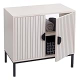 Waschbeckenunterschrank HWC-O42, Schrank Badezimmer Badschrank mit 2 T�Ren, MDF Melamin 62x63x35cm - Holzoptik hell