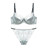 boseucn Unterwäsche Frauen Set, Dessous Set Reizwäsche Damen Kleine Brüste BH mit Bügel und String Tanga Zweiteiliger Lingerie Outfit Spitze Push Up Bra und Slip Panty Sommer Babydoll Dessous-Sets