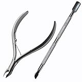 Longivia® Nagelhautentferner Set Nagelhautzange Professioneller Longivia® aus Edelstahl Pusher und Cuticle Nipper Cutter Nagelhaut Nagelhautschneider Neonail Nagelhautschere Nagelhautknipser