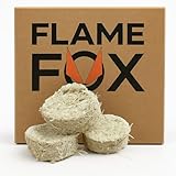 Flame Fox Holzbriketts 8 cm Ø – Premium Brennstoff aus recyceltem Wachs & Holzspänen – Lange Brenndauer, hohe Wärmeleistung, sauberes Abbrennen
