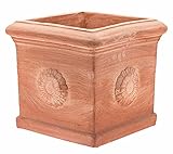 Pflanzgefäß Blumentopf Cubo Con Rosone Handarbeit -originales Terrakotta- absolut FROSTFEST (25cm)