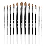 Himmlfel Filbert-Pinselset, 12 Stück Filbert-Pinsel zum Malen von weichen Kanten, Blättern, Wolken und mehr, für Acryl-, Aquarell-, Öl- und Gouache-Malerei