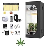 JUNG Growbox Komplettset Anbau Set mit LED Vollspektrum Grow Lampe Dimmbar, 120x120x200 cm, mit Ventilator, Abluft Aktivkohlefilter, Growzelt Anzucht Gewächshaus, Grow Tent Complete Set