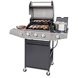 Unovivy 3-Brenner Propangasgrill mit Seitenbrenner, porzellanemaillierter Gusseisenroste mit 387 SQ.IN, Kochbereich, 39.650 BTU für Outdoor-Kochküche, Garten und Terrasse Hinterhof Grill