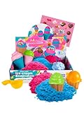 Genio Kids Zaubersand 1kg Set Cupcakes & Eiscreme - Pink und Blau Sandknete Magischer Sand, 8 Zubehör - Knetsand Knete Sand Weihnachtsgeschenke für Kinder, Mädchen und Jungen