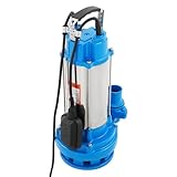 Edelstahl Schmutzwasserpumpe Tauchpumpe Schmutzwasser 2200W 230V mit Schwimmerschalter Schmutzwassertauchpumpe Tauchdruckpumpe max. 2.5Bar 26000L/h-Fördermenge 25m-Förderhöhe 30m-Eintauchtiefe, Blau