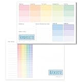 paper&you® A5 Wochenplaner Block [Rainbow] 50 Seiten inkl. Notizblock auf der Rückseite - klimafreundlich und nachhaltig