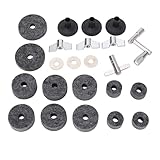 Walfront 23-teiliges Becken-Ersatzzubehör, Beckenhülsen, Muttern, Unterlegscheiben, Basis-Set, Rutschfest, 2,5 4 5 Cm, Filzpolster, Trommel (GREY)