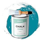 PACK Kreidefarbe für möbel 750ml + Malerpinsel speziell für Chalk Paint - Möbellack Natürlicher Kreideeffekt - Farbe für Holz (Grünlich Blau)