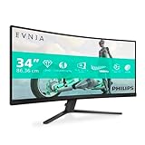 Philips 34M2C3500L 34 Zoll UW-QHD-Monitor, Curved, 180 Hz, schnelles VA-Panel, 0.5 ms MPRT, Adaptive Sync, HDR10, FreeSync Premium, (3440 x 1440, 2 x HDMI 2.0, DP 1.4), Dunkel grau