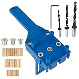 Bohrschablone mit Verstellbaren,Holzbearbeitung Doweling Jig Kit,Bohrlochgrößen Bohrführungsvorrichtung mit bohrer Tiefenstopps für vertikales Lochbohren für Ø 6/8/10 mm Holzdübel Geeignet,41 PCS