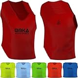 OMKA 12 Stück Fußball Leibchen Trainingsleibchen Markierungshemd Fußballleibchen für Kinder Jugend und Erwachsene, Farbe:Rot, Bibs:Senior (L)