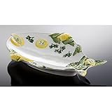 italienische Keramik Fischteller in Fischform weiß 29x20