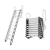 Wandmontierte Klapptreppe, Ausziehbare Dachbodentreppe, Ausziehtreppe mit Armlehnen, Teleskop mit Pulldown-System(Blue,1.5~1.7)