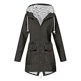 Mrat Wasserdichte Jacke für Damen, Outdoor, winddicht, Regenjacken mit Taschen, leicht, schnell trocknend, Reißverschluss, Mäntel, Kordelzug, langlebig, Übergang, atmungsaktiv, Regenmantel, Radfahren
