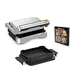 Tefal GC774D OptiGrill 4-in-1 Kontaktgrill | intelligentes Grillen | 9 automatische Programme | Barbecue/Backofen/komplette Mahlzeiten | gesünderes Grillen | einfache Reinigung | Edelstahl