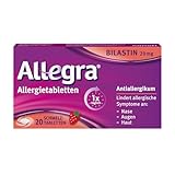 Allegra Allergietabletten 20 mg Schmelztabletten 20 St. – Antihistaminikum – Wirkstoff Bilastin – schnell und 24 Stunden wirksam bei Heuschnupfen, Tierhaar-, Hausstaubmilben- Allergie, Nesselsucht