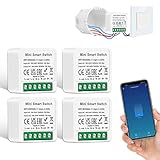 4 PCS CNBINGO Smart Lichtschalter Modul 1 Weg/2 Wege, Mini DIY WLAN Schalter Passt hinter Wandschalter, Smart Switch Kompatibel mit Alexa Echo, Google Home, Smart Life/Tuya, Neutralleiter Erforderlich