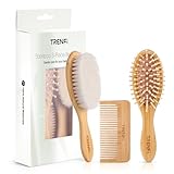 TRENFI Bambus Baby Haarbürsten-Set, 3-teilig, sanfte Kopfhautpflege