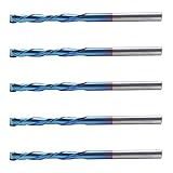 TANIQIACa 5-teiliger Fräser, 2 Nuten, Wolframstahl, Nano-Blau-Beschichtung, CNC-Werkzeug, 3,175 X 22 X 55 Mm
