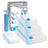 VOUNOT 12 Stück Vakuumbeutel für Kleidung Bettdecken Bettwäsche, Vakuum Aufbewahrungsbeutel Groß, Mittel und Klein, Kompressionsbeutel mit Pumpe