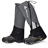 HIKENTURE Gamaschen Wandern Jagd Fahrrad, Gamaschen Herren Damen Wasserdicht, Regengamaschen, Gamaschen Outdoor zum Schutz von Hose&Schuhe vor Schnee/Regen/Insekten, Gaiters Schneewandern-Grau-M