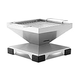 THÜROS T1 Edelstahl Tischgrill – Kompakter Holzkohlegrill mit 30x30 cm Grillfläche, erweiterbar, spülmaschinengeeignet, ideal für Camping und Balkon