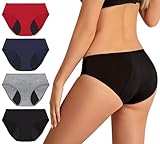 LOCOODAY Perioden Unterwäsche Damen Baumwolle Unterhosen Menstruation Hipster Panties Frauen Atmungsaktiv Weich Schnellabsorbierend Auslaufsicher Extra schützend 4er Pack