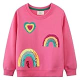 CM-Kid Mädchen Sweatshirts Langarm Pullover Kinder Baumwolle Shirts Warm Tops 6 7 Jahre Pailletten Regenbogen Rosa Gr.122