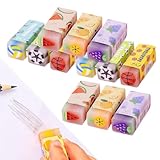 ZEPIQOR 12 Stück Radiergummi Set, radiergummi, radiergummi kinder, Fruchtgeschmack, schulsachen, Mitbringsel Kindergeburtstag Posten, Für Kinder Schulbedarf Schreibwaren