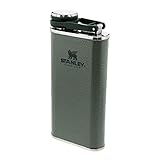 Stanley Classic Wide Mouth Flask 236ml Mit Never-Lose Kappe - Edelstahl Flachmann Mit Weiter Öffnung Zum Einfachen Befüllen Und Einschenken - BPA-Frei - Hammertone Green