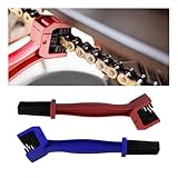 2 Stück Kettenbürste Motorrad,Doppelköpfig Kettenreiniger Motorrad mit Dreiseitigen und Langen Borsten,Universal Fahrrad Kettenreiniger Set für Motorrad,Fahrrad,Mountainbike
